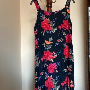 Plus Size Vintage 90s Floral Square Neck Dress